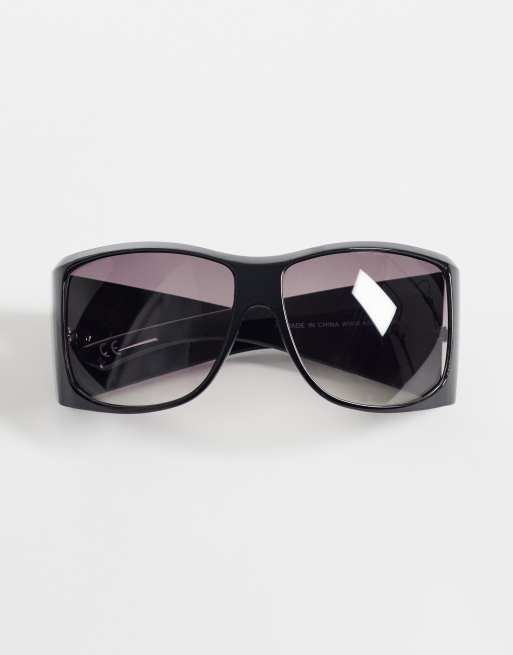 ASOS DESIGN – Czarne okulary przeciwsłoneczne oversize z czarnymi szkłami, 3 z 3
