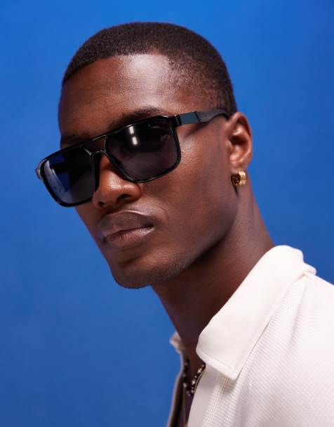ASOS DESIGN – Czarne okulary przeciwsłoneczne typu aviator - view 1