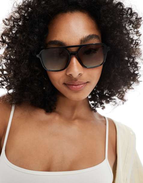 ASOS DESIGN – Czarne okulary przeciwsłoneczne typu aviator - view 1