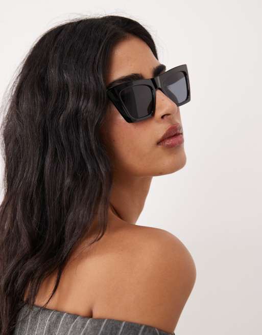 ASOS DESIGN – Czarne okulary przeciwsłoneczne typu kocie oczy, 2 z 3