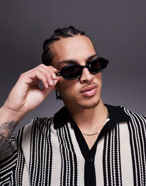 ASOS DESIGN – Czarne owalne okulary przeciwsłoneczne z przyciemnianymi szkłami - view 1