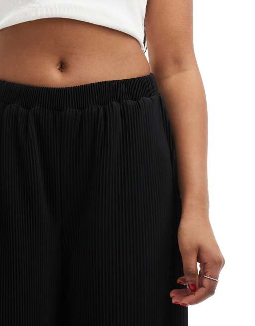 ASOS DESIGN – Czarne plisowane spodnie kuloty z szerokimi nogawkami, 4 z 5