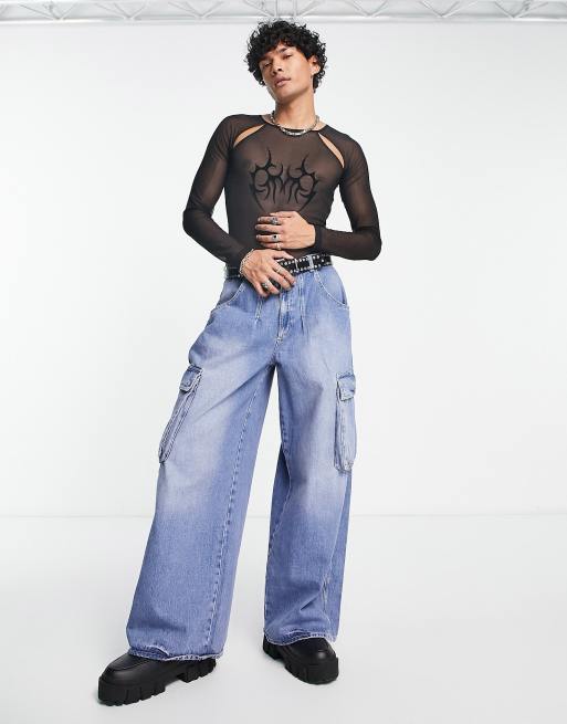ASOS DESIGN – Czarne podkreślające sylwetkę body z siateczki z flokowanym nadrukiem krzyży