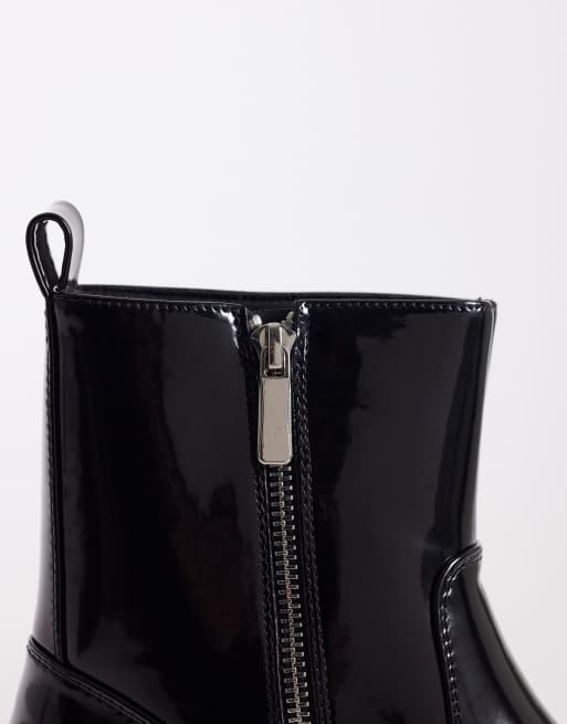 ASOS DESIGN – Czarne polerowane sztyblety z kwadratowym noskiem, 4 z 4