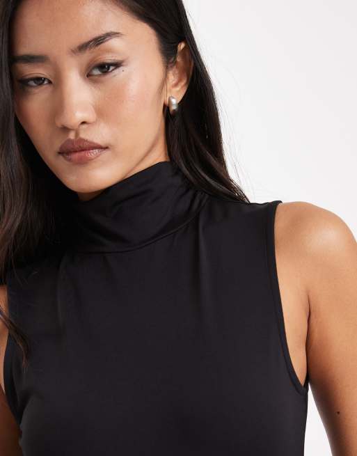 ASOS DESIGN – Czarne poliamidowe body z golfem, 4 z 4