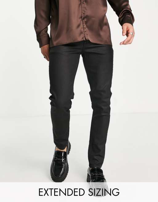 ASOS DESIGN – Czarne powlekane jeansy o obcisłym kroju  
