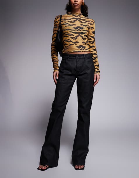 ASOS DESIGN – Czarne powlekane jeansy typu bootcut - view 1