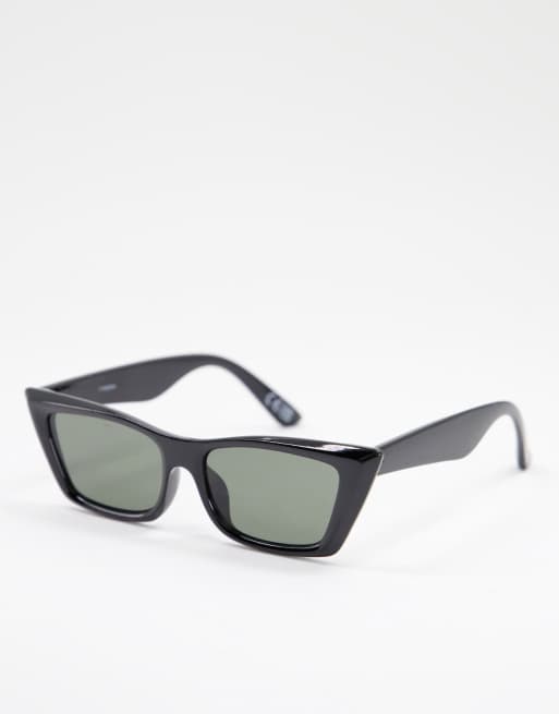 ASOS DESIGN – Czarne połyskujące wąskie okulary przeciwsłoneczne w kształcie kociego oka