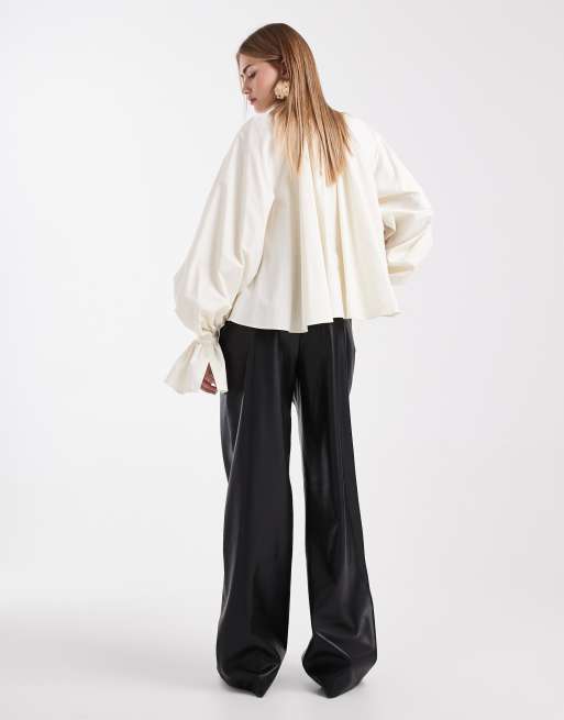 ASOS DESIGN – Czarne proste minimalistyczne spodnie z imitacji skóry, 5 z 5