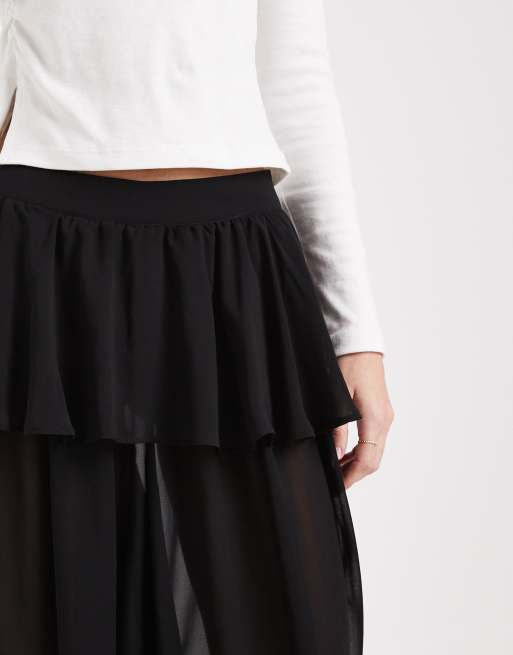 ASOS DESIGN – Czarne prześwitujące spodnie z balonowymi nogawkami i spódnicą, 3 z 5