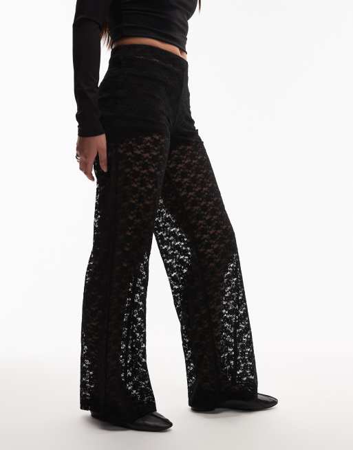 ASOS DESIGN – Czarne prześwitujące spodnie z szerokimi nogawkami, 4 z 5