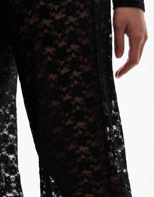 ASOS DESIGN – Czarne prześwitujące spodnie z szerokimi nogawkami, 5 z 5