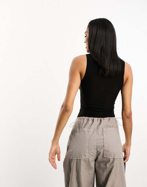 ASOS DESIGN – Czarne przylegające body dwuwarstwowe o fasonie bokserki, 2 z 4