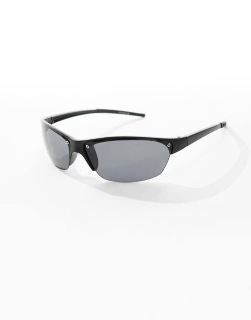 ASOS DESIGN – Czarne przylegające okulary przeciwsłoneczne bez oprawek, 2 z 4