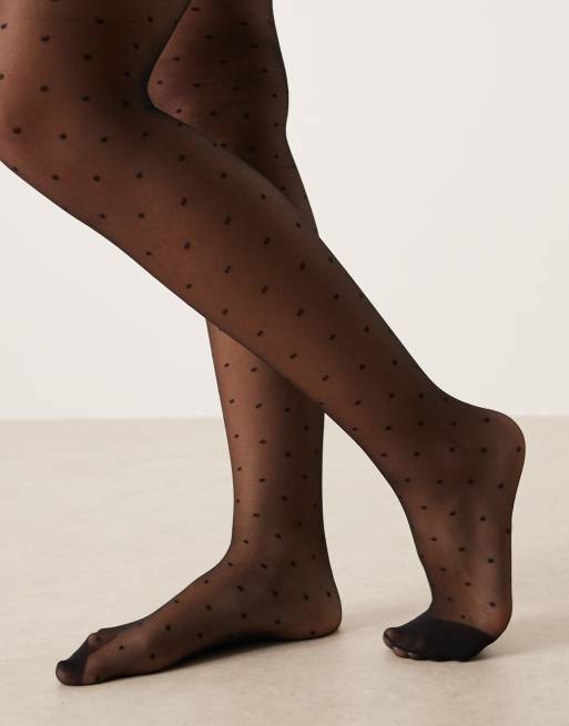 ASOS DESIGN – Czarne rajstopy we wzór w drobne groszki, 2 z 3