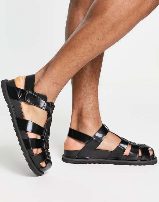 ASOS DESIGN – Czarne sandały w stylu rybackim