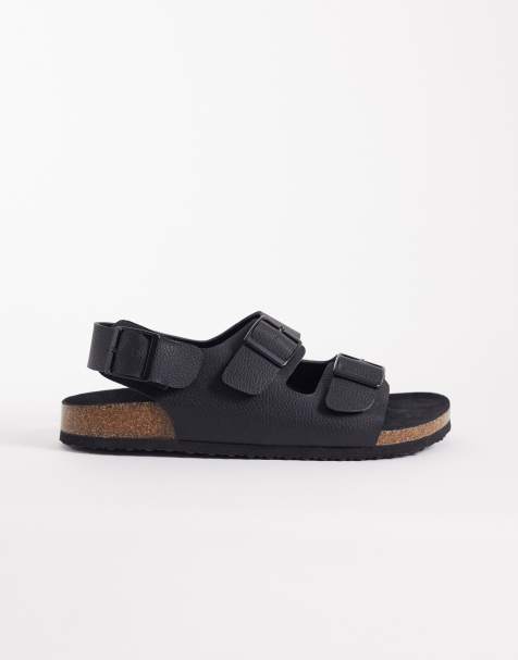ASOS DESIGN – Czarne sandały z trzema paskami i klamrami - view 1