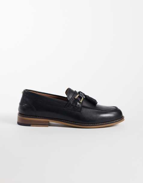 ASOS DESIGN – Czarne skórzane loafersy z frędzlami - view 1