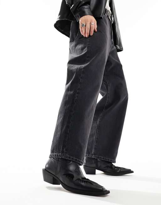 ASOS DESIGN – Czarne skórzane sztyblety kowbojki na obcasie, 4 z 4
