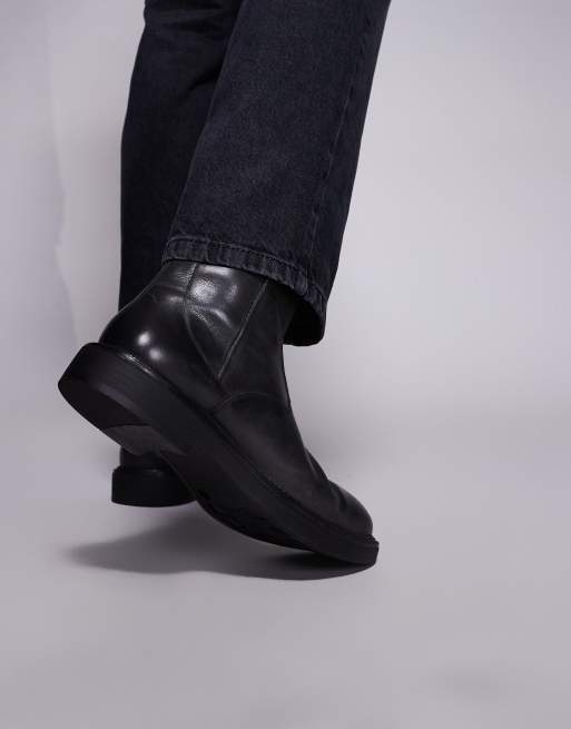 ASOS DESIGN – Czarne skórzane sztyblety z efektem znoszenia, 4 z 4