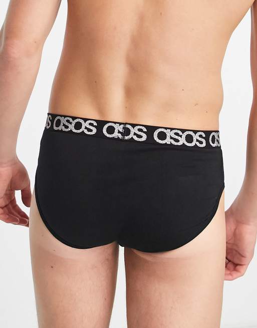 ASOS DESIGN – Czarne slipy z metalicznym pasem z logo, 2 z 4