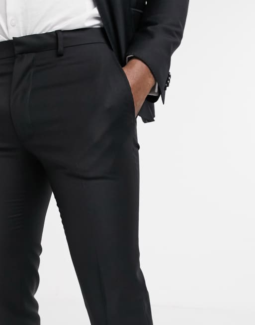 ASOS DESIGN – Czarne spodnie garniturowe 100% wełny z kolekcji ślubnej, 3 z 4