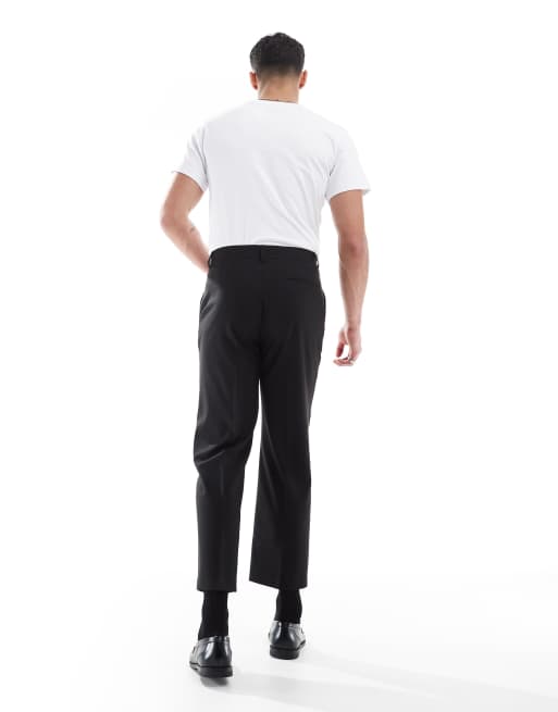 ASOS DESIGN – Czarne spodnie garniturowe o prostym kroju z krótszymi nogawkami, 4 z 5