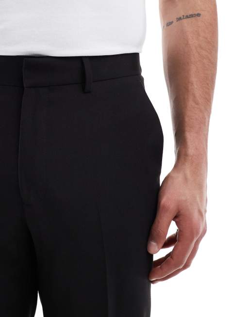 ASOS DESIGN – Czarne spodnie garniturowe o prostym kroju z krótszymi nogawkami, 5 z 5
