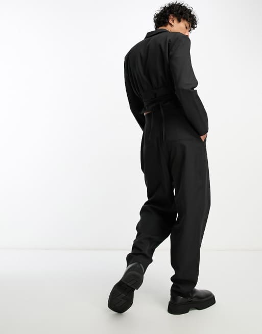 ASOS DESIGN – Czarne spodnie garniturowe oversize o balonowym kroju z wiązaniem, 3 z 5
