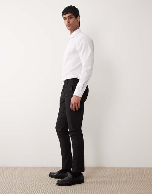 ASOS DESIGN – Czarne spodnie garniturowe z diagonalu o obcisłym kroju, 3 z 5