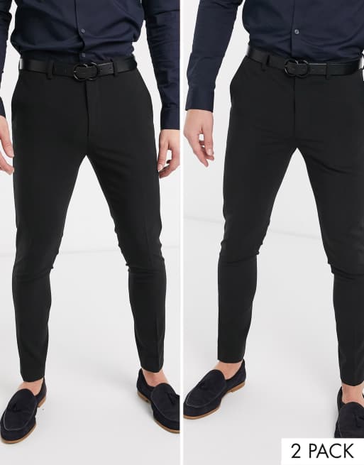ASOS DESIGN –Czarne spodnie o bardzo obcisłym kroju, komplet 2 sztuk, w zestawie taniej!