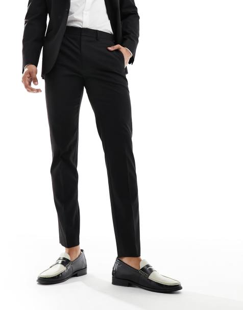 ASOS DESIGN slim fit tuxedo trousers in black