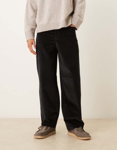 ASOS DESIGN – Czarne spodnie sztruksowe o luźnym prostym kroju - view 1