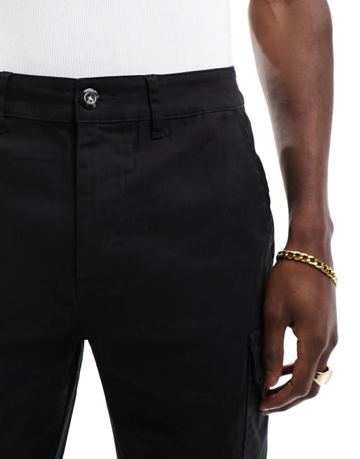 ASOS DESIGN – Czarne spodnie typu bojówki o obcisłym kroju ze ściągaczami, 5 z 5