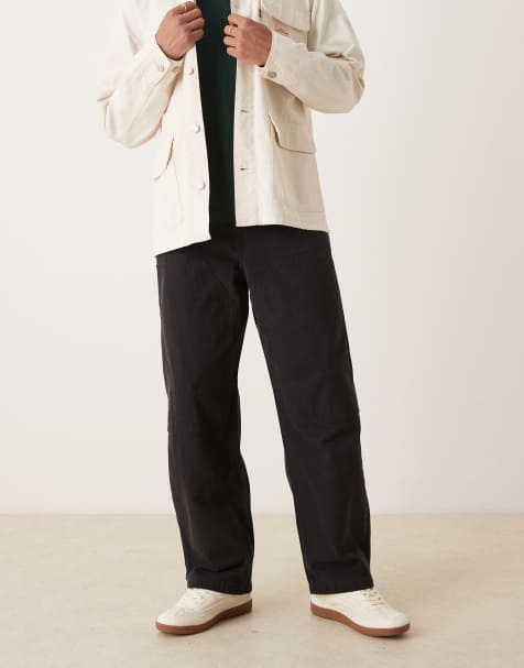 ASOS DESIGN loose straight carpenter trousers in black 