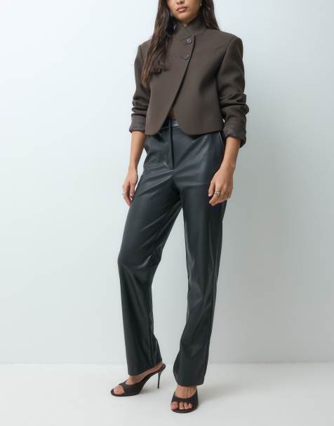 ASOS DESIGN – Czarne spodnie z imitacji skóry z prostymi nogawkami - view 1