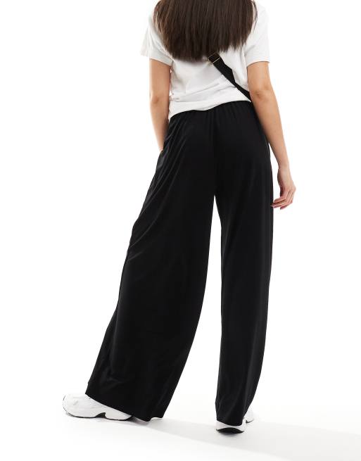 ASOS DESIGN – Czarne spodnie z szerokimi nogawkami i wiązanym paskiem, 5 z 5
