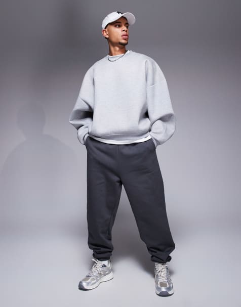 ASOS DESIGN – Czarne sprane grube joggersy premium o kroju oversize 400 g/m² - view 1