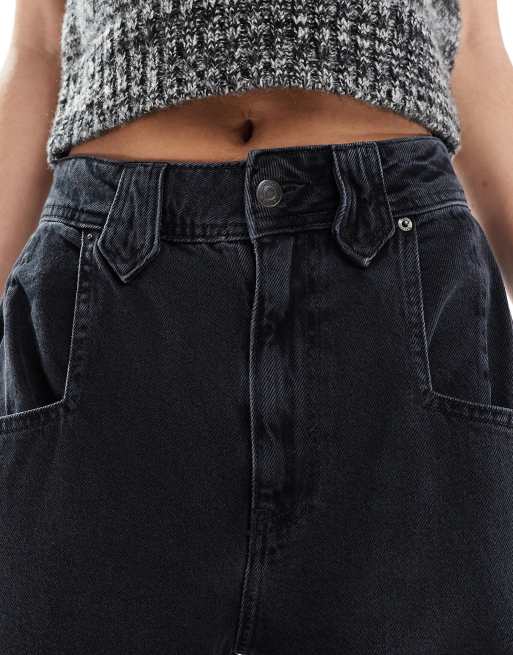 ASOS DESIGN – Czarne sprane jeansy z baryłkowymi nogawkami i ozdobną kieszenią, 5 z 5