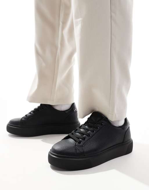 ASOS DESIGN – Czarne sznurowane buty sportowe na grubej podeszwie, 3 z 5