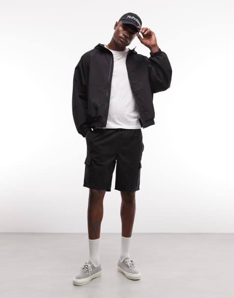 ASOS DESIGN – Czarne szorty bojówki średniej długości - view 1