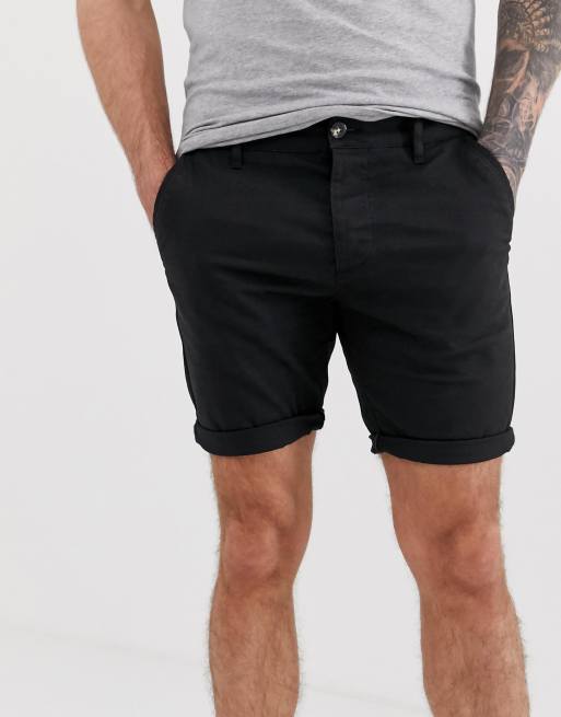 ASOS DESIGN – Czarne szorty chinosy o obcisłym kroju