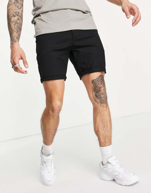 ASOS DESIGN – Czarne szorty chinosy o obcisłym kroju
