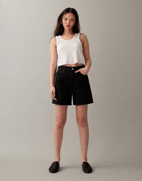 ASOS DESIGN – Czarne szorty jeansowe dad fit z efektem sprania - view 1