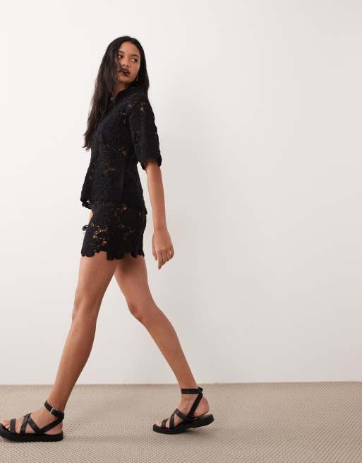 ASOS DESIGN – Czarne szorty szydełkowane, część zestawu, 2 z 5