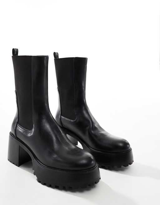 ASOS DESIGN – Czarne sztyblety na grubej podeszwie, 2 z 4
