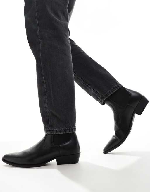 ASOS DESIGN – Czarne sztyblety na obcasie kubańskim