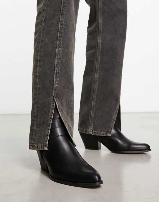 ASOS DESIGN – Czarne sztyblety z imitacji skóry, ze sprzączkami, 4 z 4