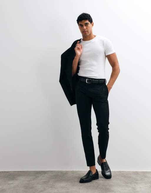 ASOS DESIGN – Czarny dopasowany garnitur wełniany do prania w pralce, 3 z 3
