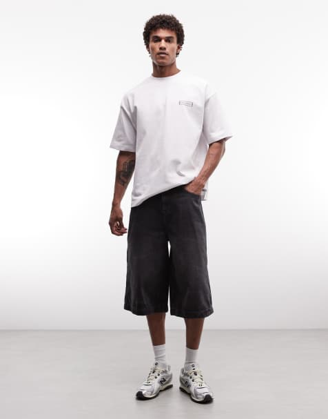 ASOS DESIGN – Czarne wydłużone szorty jeansowe - view 1